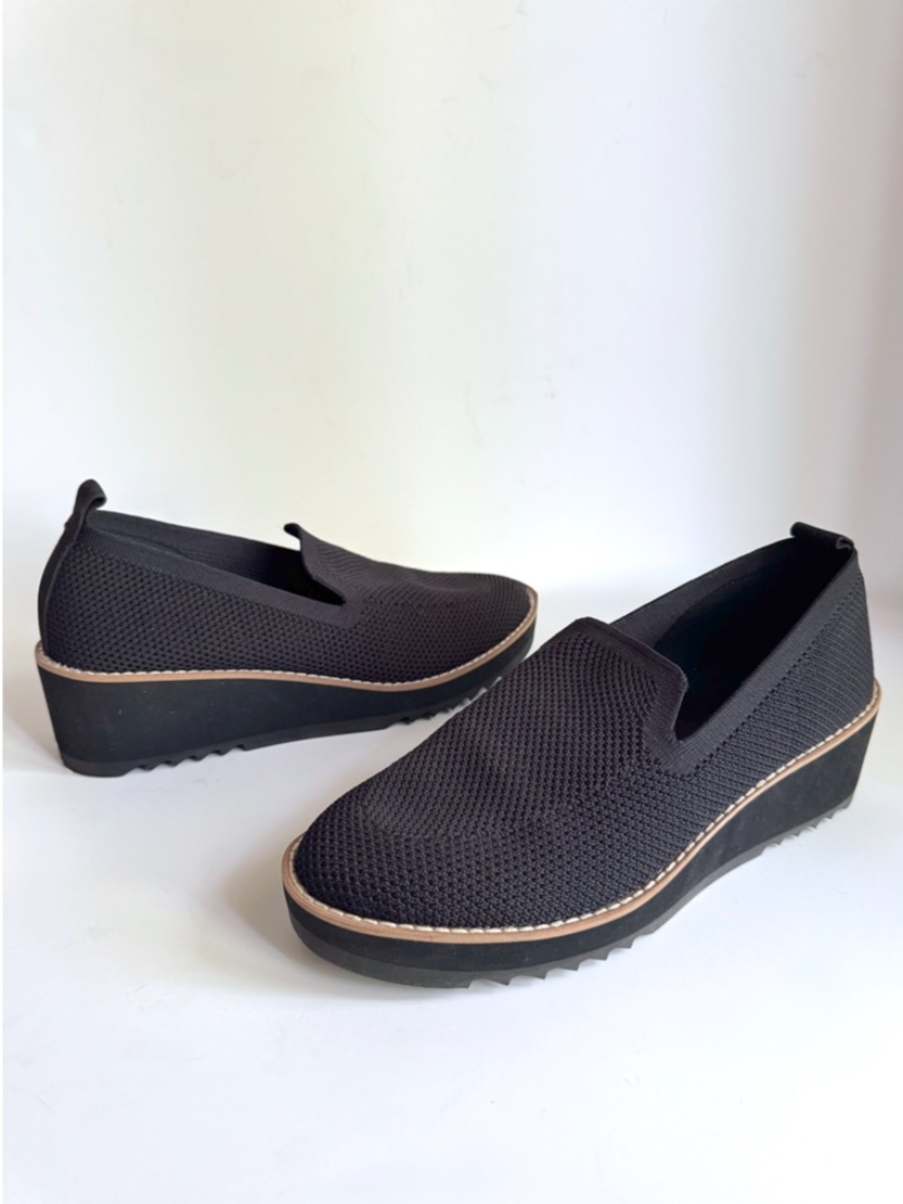 Eileen Fisher Ergos Recycled Stretch Knit Platform Loafer in Black Size 8